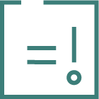 : Icon of an equals sign and exclamation mark inside of a square.