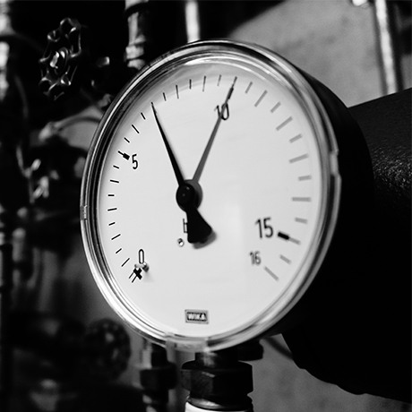 Blach and white image of a barometer